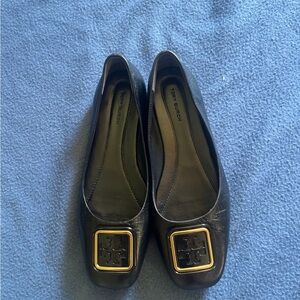 Tory Burch Black Flats with Gold Accent